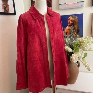 Vintage 90 Valentines Red Suede Leather‎ Jacket
